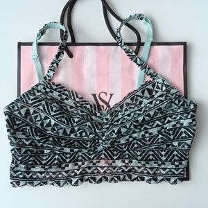 Victoria Secret Pink Patterned Bralette - Black and Blue Size S/P